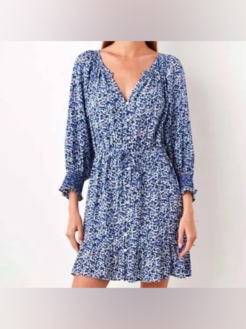 Rails Eliza dress blue white paisley floral pattern women size M